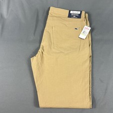 Vineyard Vines Golf Pants Performance 5-Pocket 34 x 32 Ridge Khaki Cotton Nylon