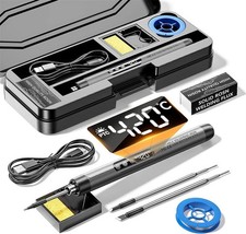 Cordless Soldering Iron Kit, USB-C Rechargeable Portable Soldering Pen with LED