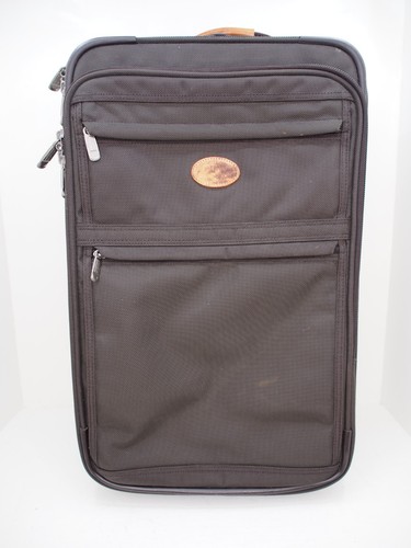 KIRKLAND SIGNATURE BROWN Nylon Leather CORDURA 23" EXPANDABLE ROLLING LUGGAGE