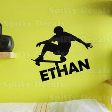 SKATEBOARD SKATER PERSONALIZED CUSTOM NAME Bedroom Vinyl Wall Decal Lettering
