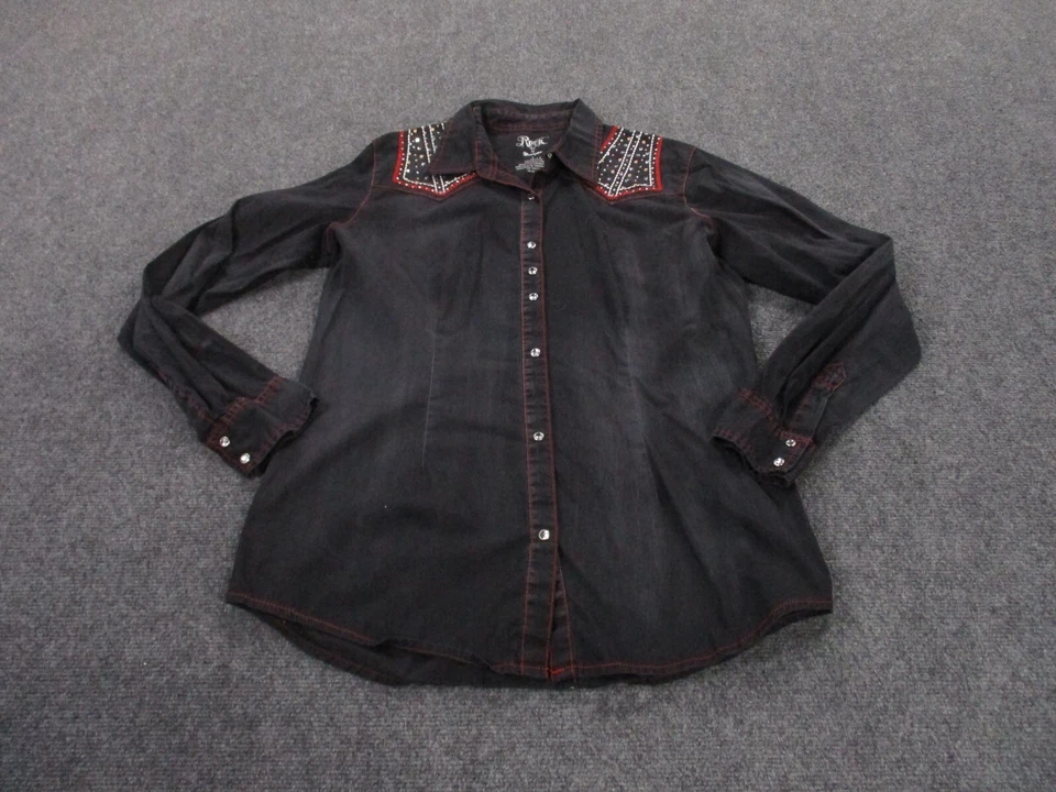 Рубашка Rock 47 Wrangler взрослая L с серыми карманами легкая с воротником выцветшая женская - Изображение 3 из 4