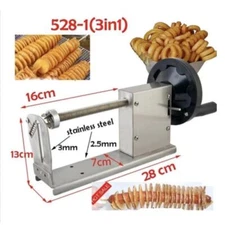 Commercial Manual Spiral Potato Chips Curly Fries Twist Hot Dog Cutter Slicer
