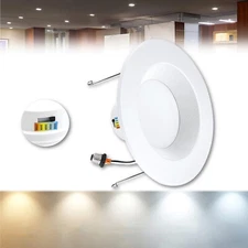 5"/6" Selectable Color 2K-5K 15w LED Recessed Retrofit Dimmable Can Light Each