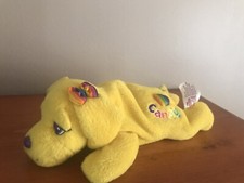Lisa Frank 1998 Candy Puppy Dog 8" Bean Bag Plush Stuffed Animal Yellow