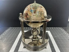 Mother of Pearl World Glide Rotation Globe Barometer Thermometer Stainless Steel
