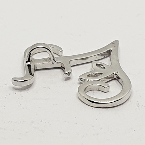 Beautiful Fancy Script Letter E & CZ Marquise Sterling Silver 925 Pendant - Picture 5 of 9