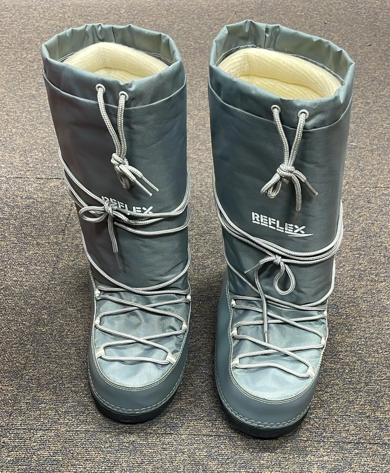UNISEX MENS LADIES REFLEX LACE UP GREY WARM LINED WINTER SNOW BOOTS A3R013