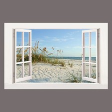 Canvas Picture Sand Dunes Sandy Beach British 3D Effect Window Art Wall Prints