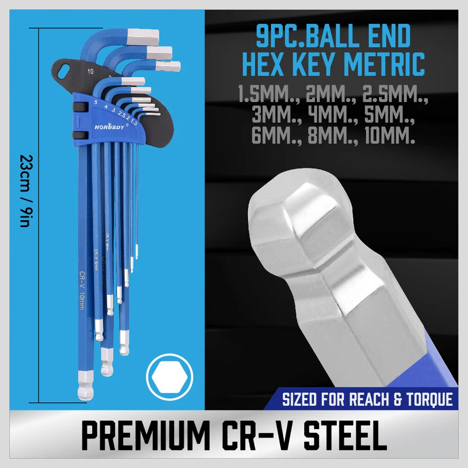 36+1 Piece Hex Key Allen Wrench Set Ball End SAE Metric Star Long Arm Industrial - Image 4 of 4