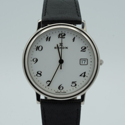 Edox Herren Uhr Quartz 34Mm Schöner Zustand Neu Rar Stahl Vintage N001