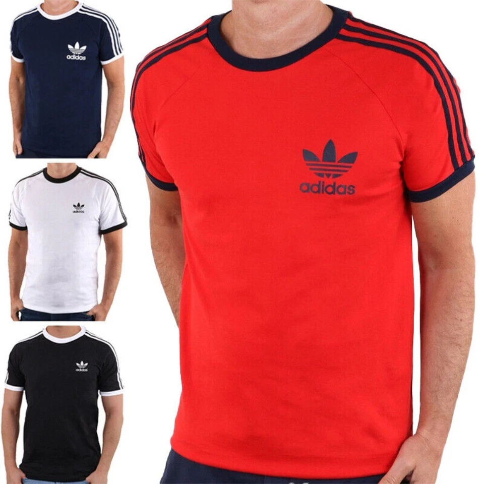 Adidas Men's Original Short Sleeve 3 Stripe Essential California T-Shirt