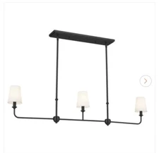 KICHLER Pallas 48.25 in. 3-Light Black Traditional Shaded Linear Chandelier READ
