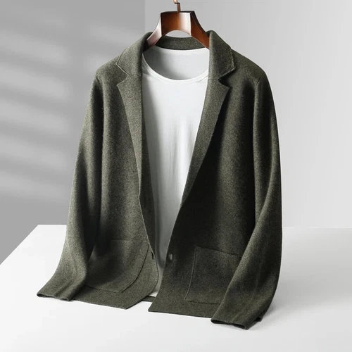 Herren Anzug Kragen Strickjacke Herbst Wolle Kaschmir Strick Jacke Pullover Mantel - Bild 16 von 25