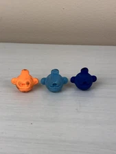 Foohy Monkey Head Pencil Top Erasers - Lot of 3 - Orange, Light Blue, Dark Blue