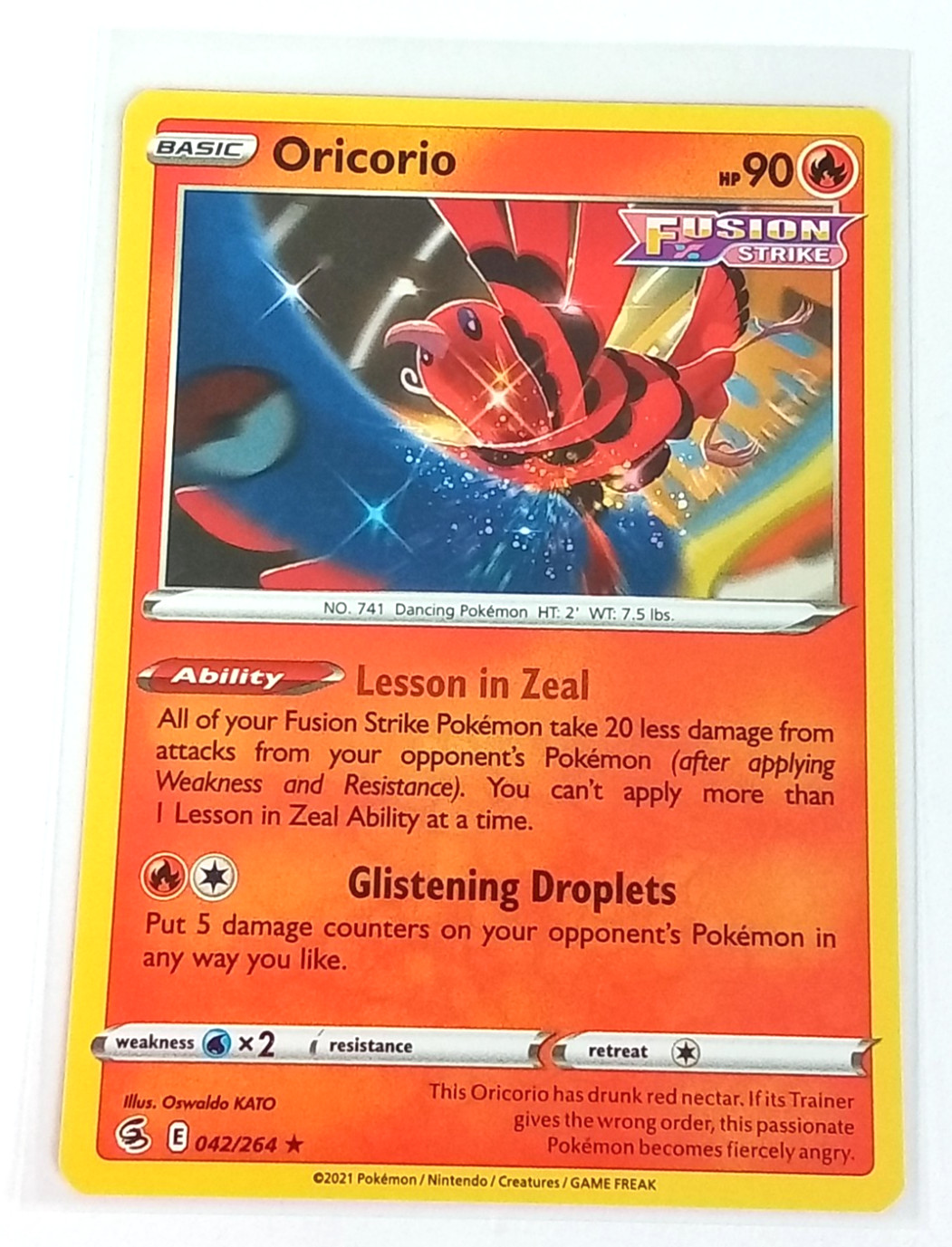 Ocicorio 42/264 Fusion Strike Rare Pokémon Card 2021