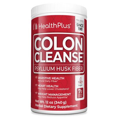 Gentle Colon Cleanse Powder 12oz Psyllium Husk Fiber Detox for Gut Health