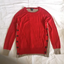 J. Crew Red and Tan Angora Wool Blend Sweater Size S