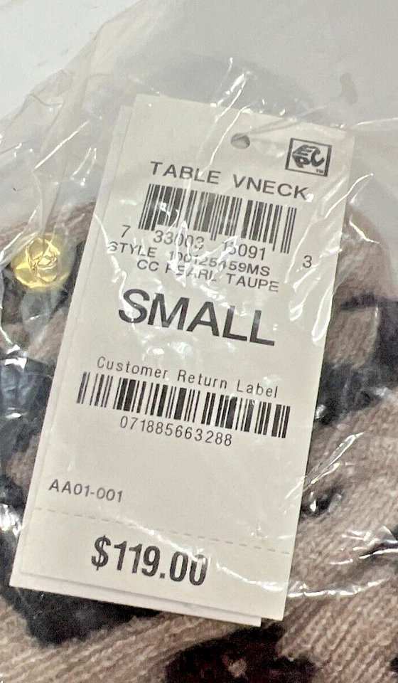 Charter Club Cashmere Table V Neck Pearl Cheetah Print Small ($119 MSRP) Foto 2 de 4