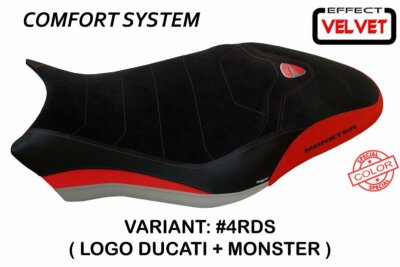 Ducati Monster 821 2018+ Tappezzeria Italia ROT - SILBER Sitzbezug Rutschfest