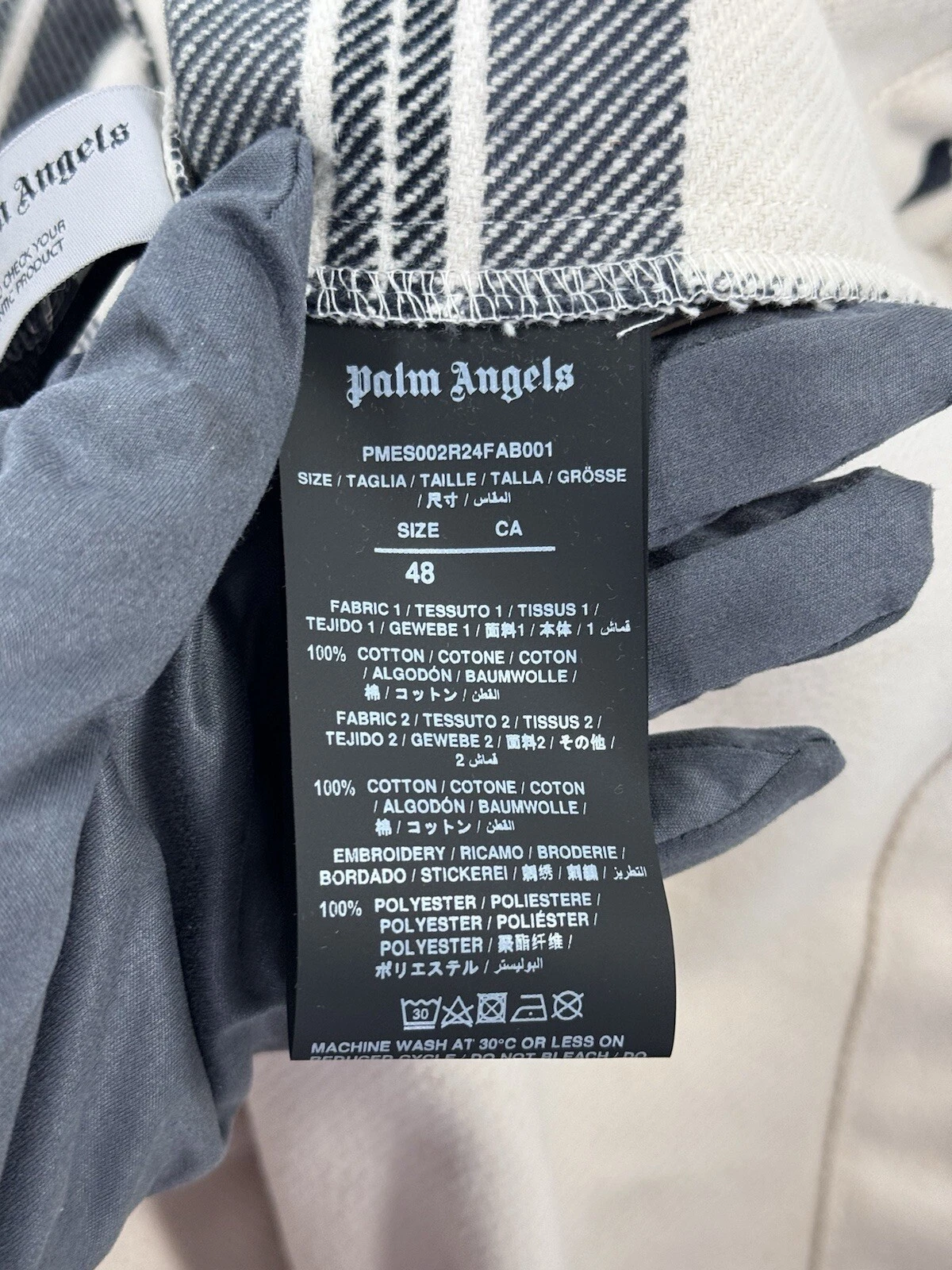 PALM ANGELS CAMICIA OVERSIZE LOGO RICAMATO CON LOGO A CHECK TAGLIA: 48 TAGLIE XL