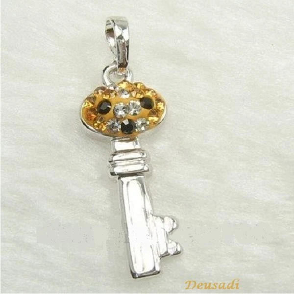 PRECIOSO COLGANTE LLAVE DE ORO LAMINADO TOPACIO Y CIRCONIOS CZ - Imagen 1 de 1