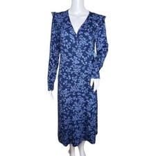 Draper James RSVP Dress Womens Small Blue Floral True Wrap Bohemian Cottagecore