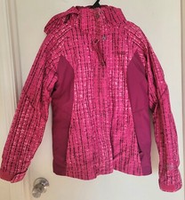 Columbia Omni Tech Interchange Hooded Jacket Pink Striped Lined Youth 14/16