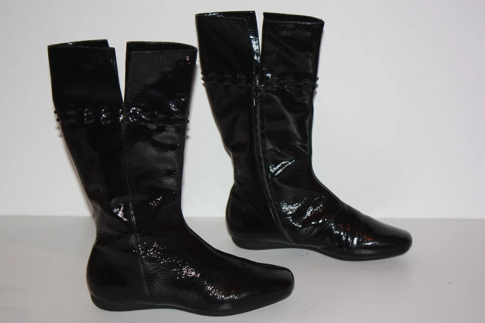 LACOSTE Mi Bottes Teagan Gloss Cuir Vernis Souple T UK 4 / 37 EUROPE TBE - Photo 2/4