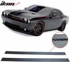 Fits 14 Dodge Challenger Carbon Fiber Texture 2PC Side Skirts Extension Line Lip