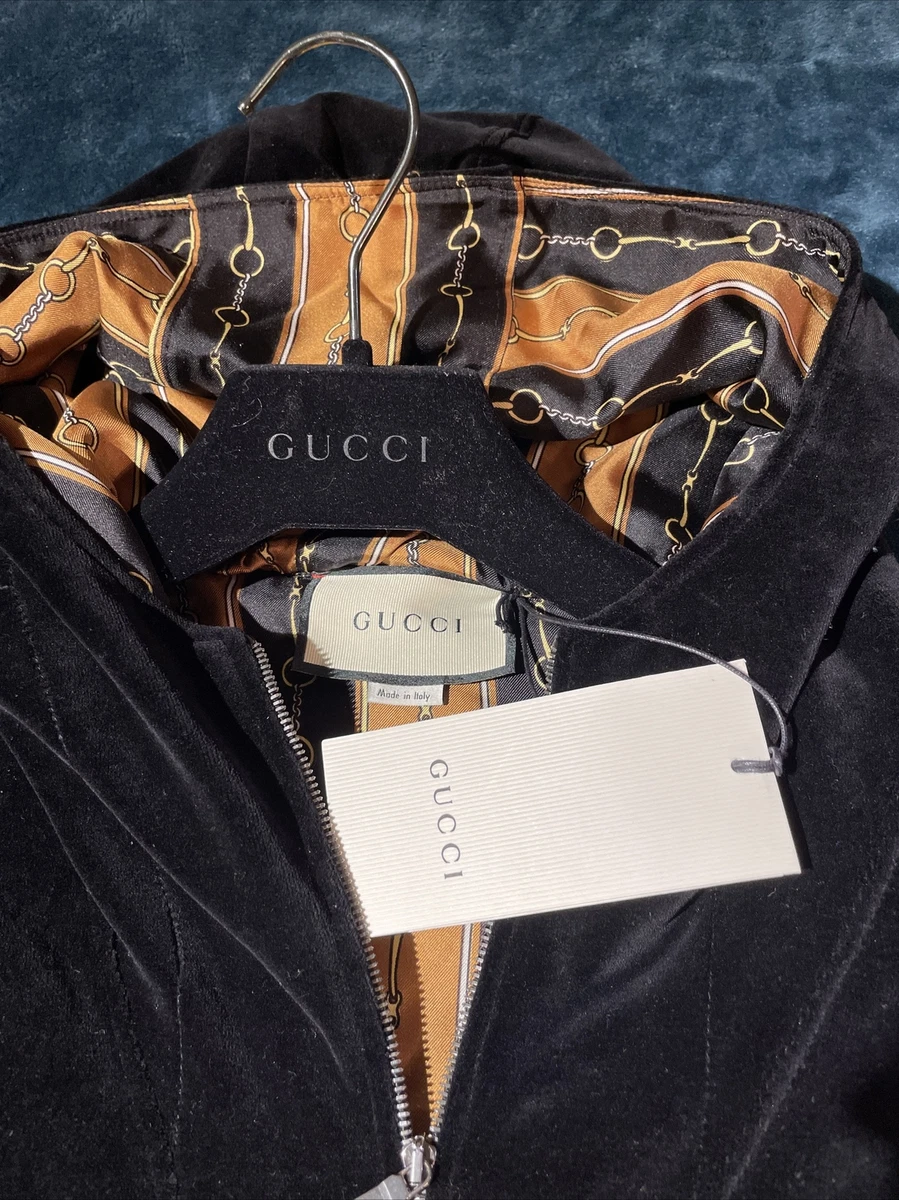 Gucci Cotton Hooded Chenille Jacket With Patch Size Medium NWT