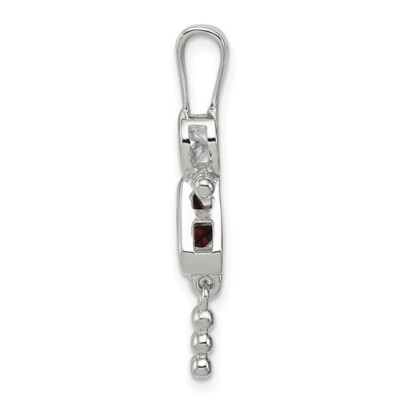 Sterling Silver Rhodium CZ and Birthstone Purple February Glass