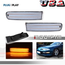 Clear Amber Led Bumper Outer Turn Signal Light Lhrh Set For Honda Prelude 92-96