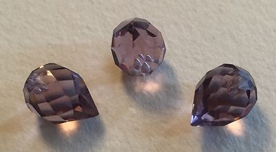 (2) Art Deco Vintage Czech Amethyst teardrop art glass bead earring element