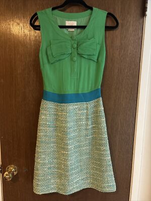 kate spade green bow top tweed skirt bottom dress size 2 NWOT Y2K | eBay