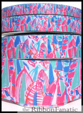 3yds Lilly Out to Sea Sailboat pink blue 5/8" 7/8" 1.5" 3" Grosgrain Ribbon