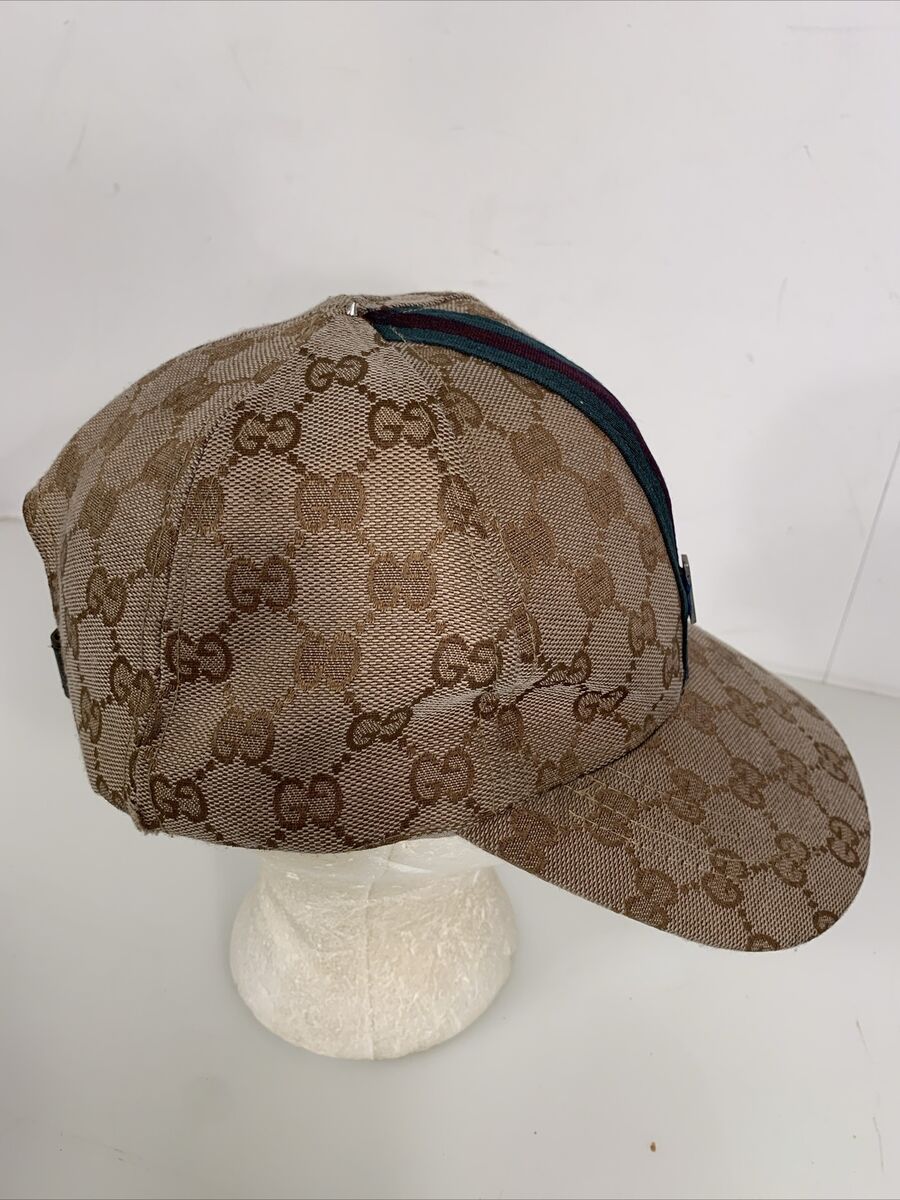 Gucci Original GG Canvas Stripe Baseball Hat / Cap With Gucci Original GG Canvas Stripe Baseball Hat / Cap With