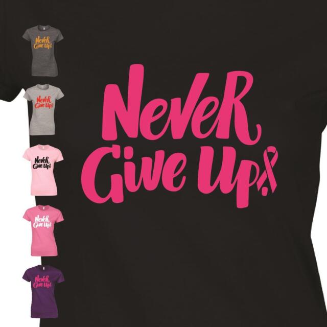 Breast Cancer Ladies Tee Survivor Support Awareness Never Give Up Faith Tshirt
