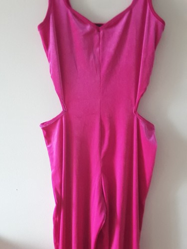 Nasty Gal Jumpsuit Hot Pink Velour Womens Size UK 10 Stretch New Tag - Picture 6 of 18