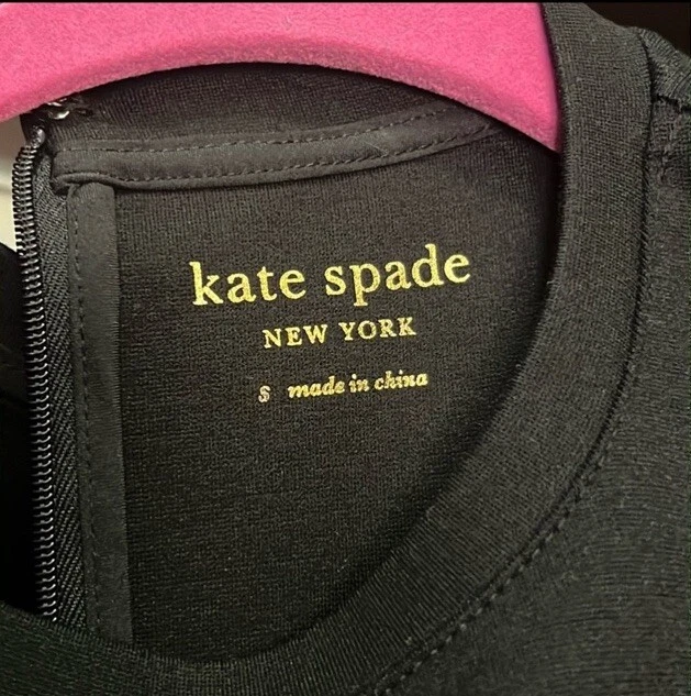 Abito a ponte Kate Spade nero manica a campana con tasche