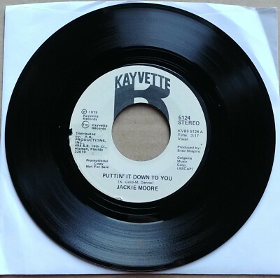 JACKIE MOORE Puttin It Down To You DJ PROMO Vinyl 45 7'' FUNK SOUL 1975 Kayvette
