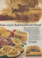 1979 Kraft Cheddar Cheese Wagon J. L. Kraft vintage Print Ad 70's Advertisement