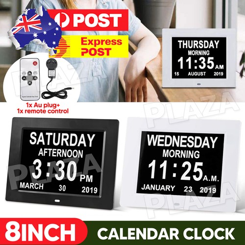 8'' LED Large Digital Day Clock Calendar Dementia Date Week Month Year ...
