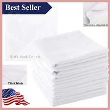 Luxurious 100 Soft Cotton Men's Handkerchiefs Set in Elegant White - Pack of 12