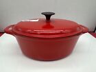 Benjamin & Medwin Red Cast Iron Enamel Dutch Oven 4 Qt Double Handles