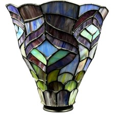 Tiffani Style-Stained 7.75" Glass Tulip Shape Lampshade Vintage