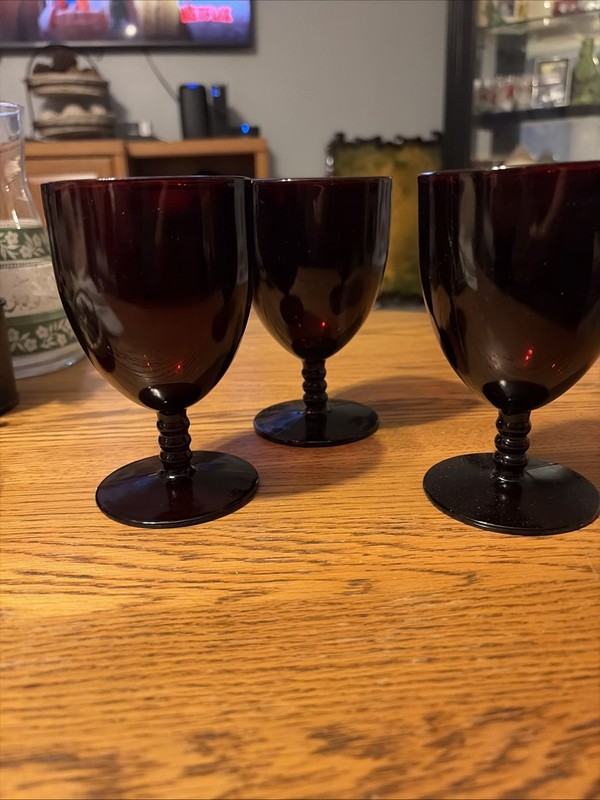Vintage Anchor Hocking Monarch Royal Ruby Red Water/Wine Goblets Set Of 3