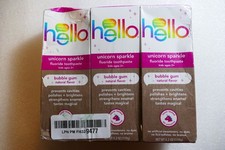 Hello Unicorn Sparkle 4.2 oz  3 Pack Toothpaste Bubblegum SEALED NEW