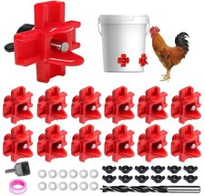12 Pcs Horizontal Chicken Waterer Nipples with Drill Bits, Leakproof red