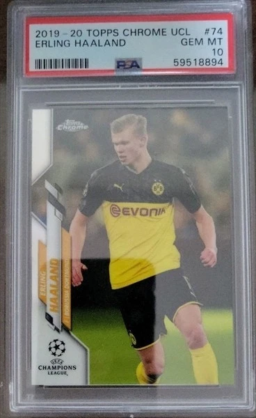 2019-20 Topps Chrome UCL Erling Haaland 74 PSA 10 Rookie RC - Image 3 of 4