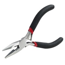 Auvotuis 12.5cm/4.92" Chain Nose Pliers For Jewelry Making, Flat Black